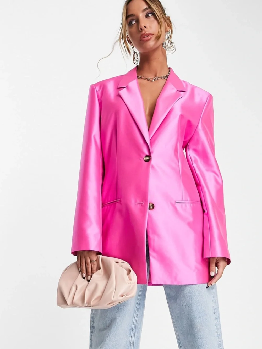 ASOS Design Ultimate Oversized Grandad Blazer in Hot Pink‎ Size 2